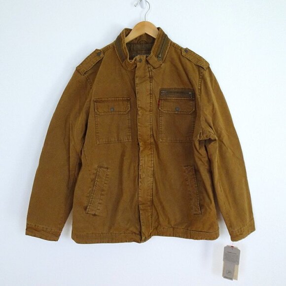 Levi's Military Jacket Men's Size 2XL Brown Washed Cotton - Picture 1 of 9